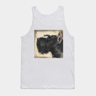 Contemporary Painting of a Black Schnauzer on a Beige Background Tank Top